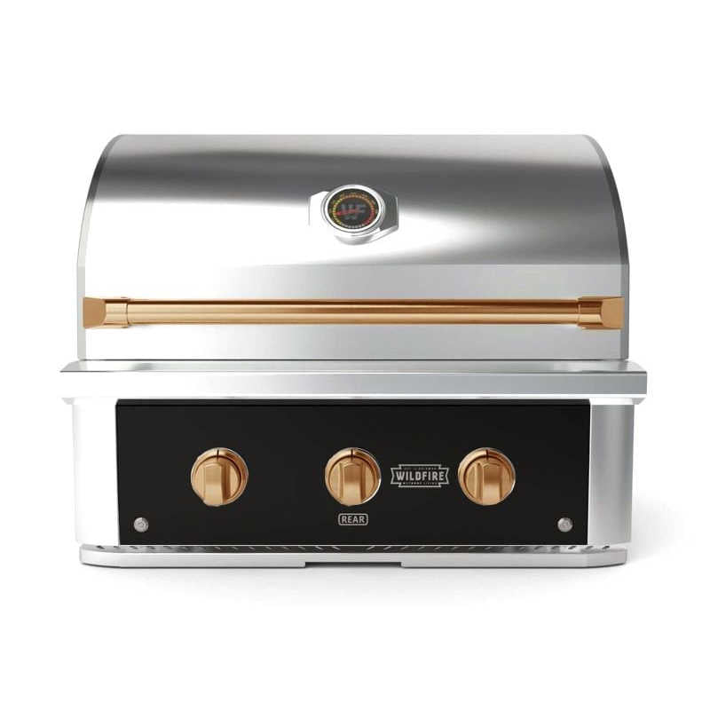 Wildfire Ranch Pro 30 Inch Black 304 Stainless Steel Built In Gas Grill -  Brushed Bronze Accents