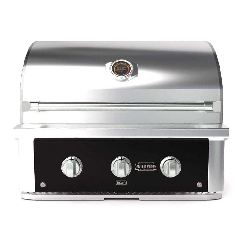 Wildfire Ranch Pro 30 Inch Black 304 Stainless Steel Built In Gas Grill - Brushed Stainless Accents