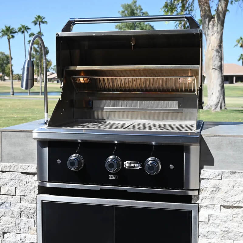 Wildfire Ranch Pro 30 Inch Black 304 Stainless Steel Built In Gas Grill -  Brushed Bronze Accents