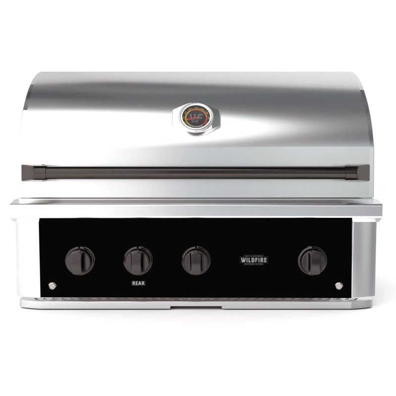 Wildfire Ranch Pro 36 Inch Black 304 Stainless Steel Built In Gas Grill - Chrome Black Accents