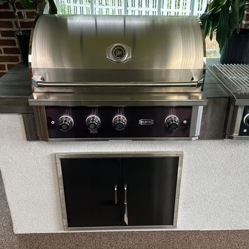 Wildfire Ranch Pro 36 Inch Black 304 Stainless Steel Built In Gas Grill - Chrome Black Accents