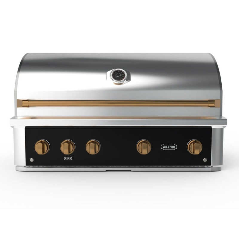 Wildfire Ranch Pro 42 Inch Black 304 Stainless Steel Built In Gas Grill - Chrome Bronze Accents