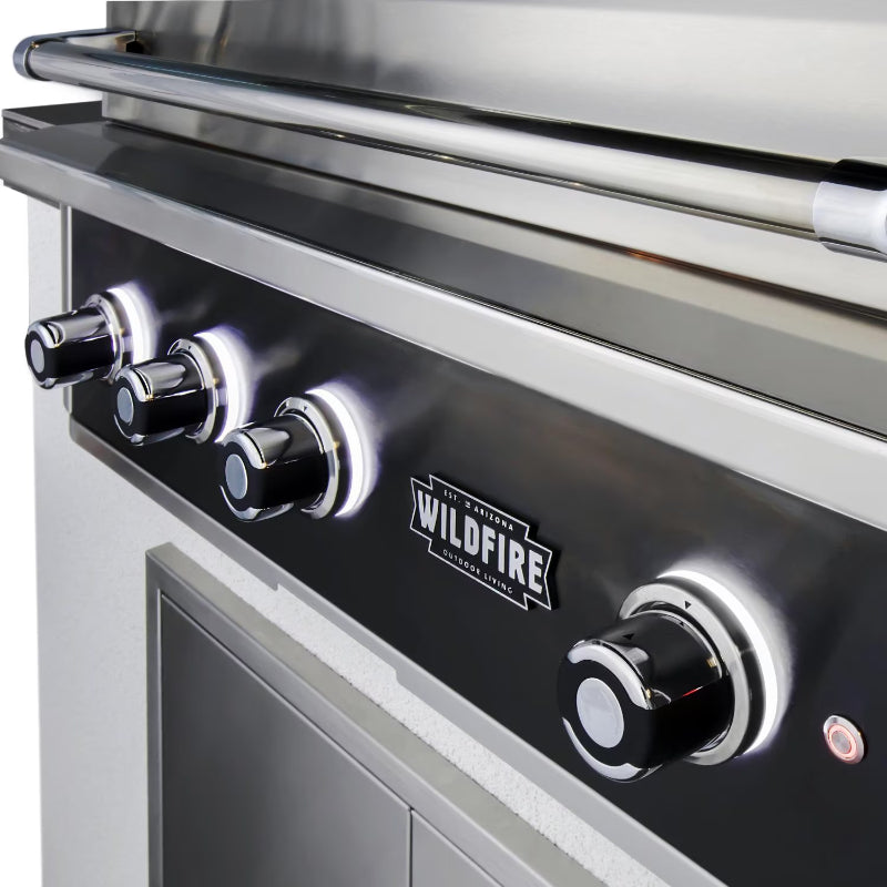 Wildfire Ranch Pro 36 Inch Black 304 Stainless Steel Built In Gas Grill - Chrome Black Accents