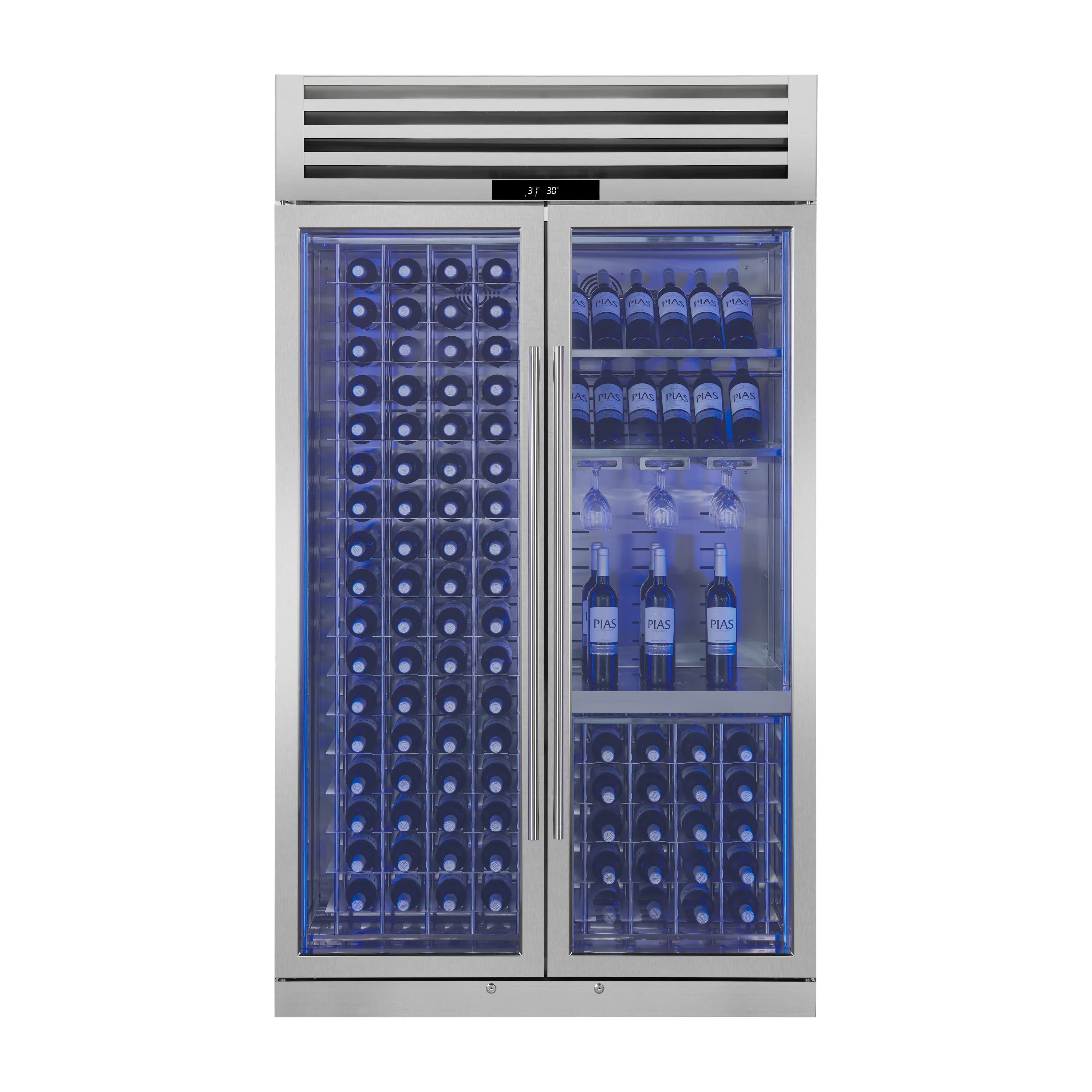 FORNO Abruzzo 48-Inch Dual Zone Wine Cooler with 30 Cu.Ft., 130 bottles, Display & Service Shelves, Stemware Racks, Rust Resistant  (FWCDR6680-48S)