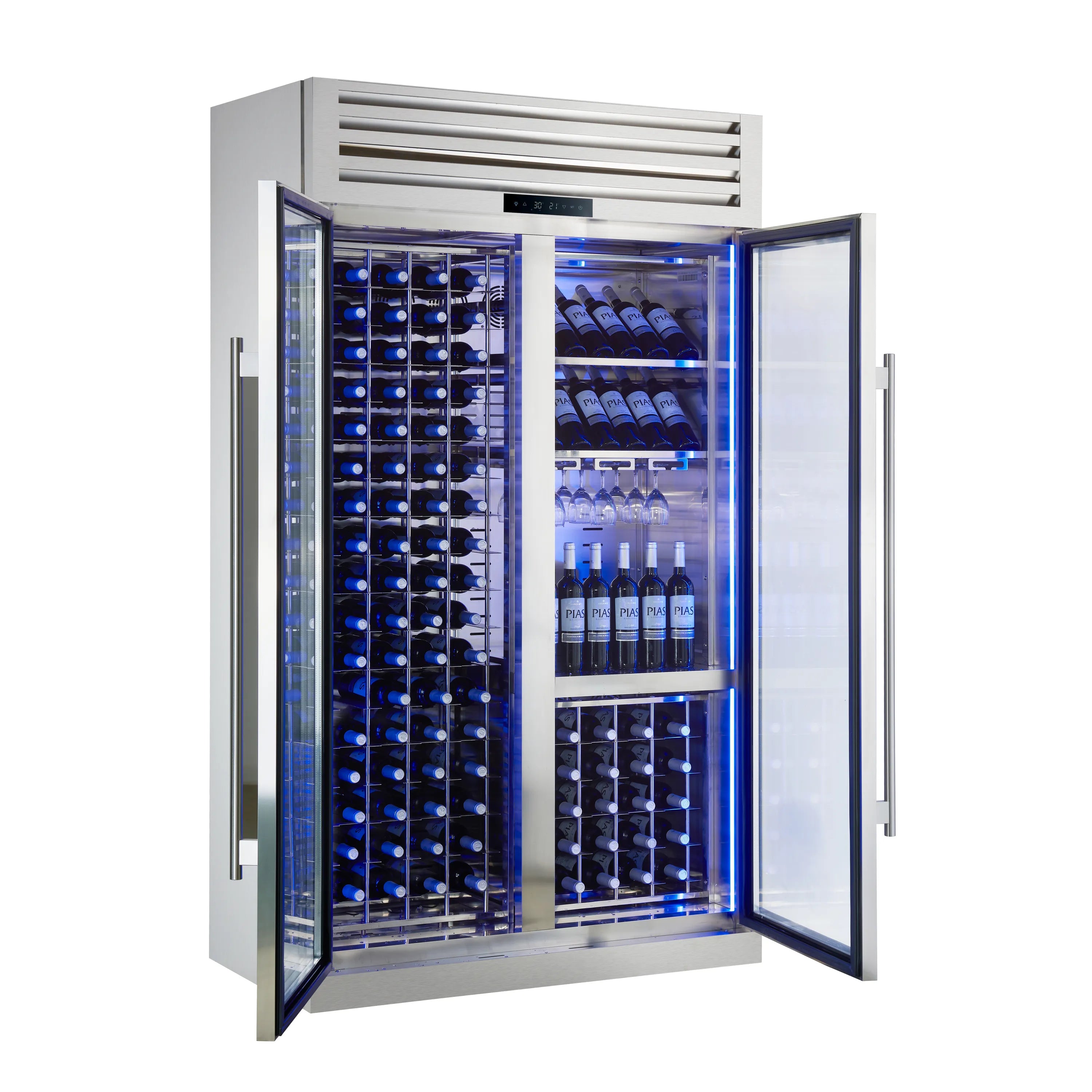 FORNO Abruzzo 48-Inch Dual Zone Wine Cooler with 30 Cu.Ft., 130 bottles, Display & Service Shelves, Stemware Racks, Rust Resistant  (FWCDR6680-48S)