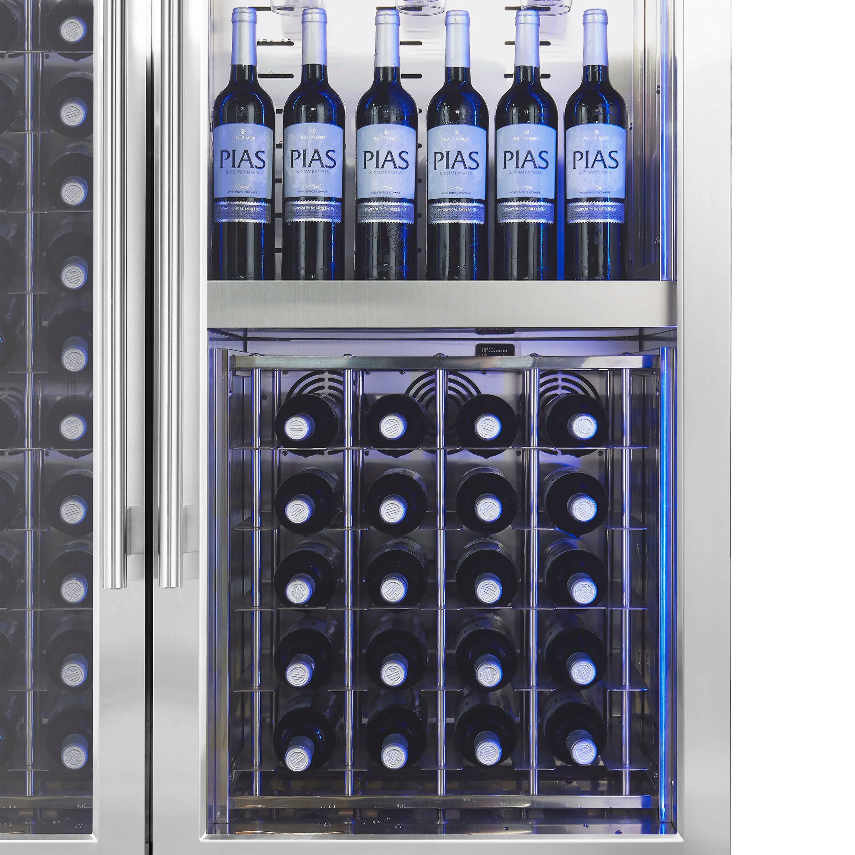 FORNO Abruzzo 48-Inch Dual Zone Wine Cooler with 30 Cu.Ft., 130 bottles, Display & Service Shelves, Stemware Racks, Rust Resistant  (FWCDR6680-48S)