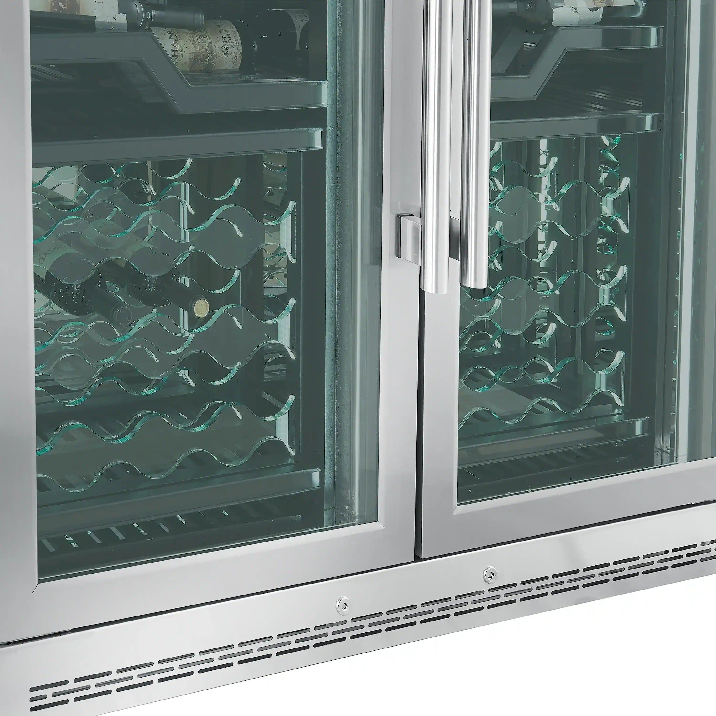 FORNO Abruzzo 48-Inch Dual Zone Wine Cooler with 102 Bottles, 24 Cu. Ft., Green Acrylic Holders & Black Shelves (FWCDR6610-48S)