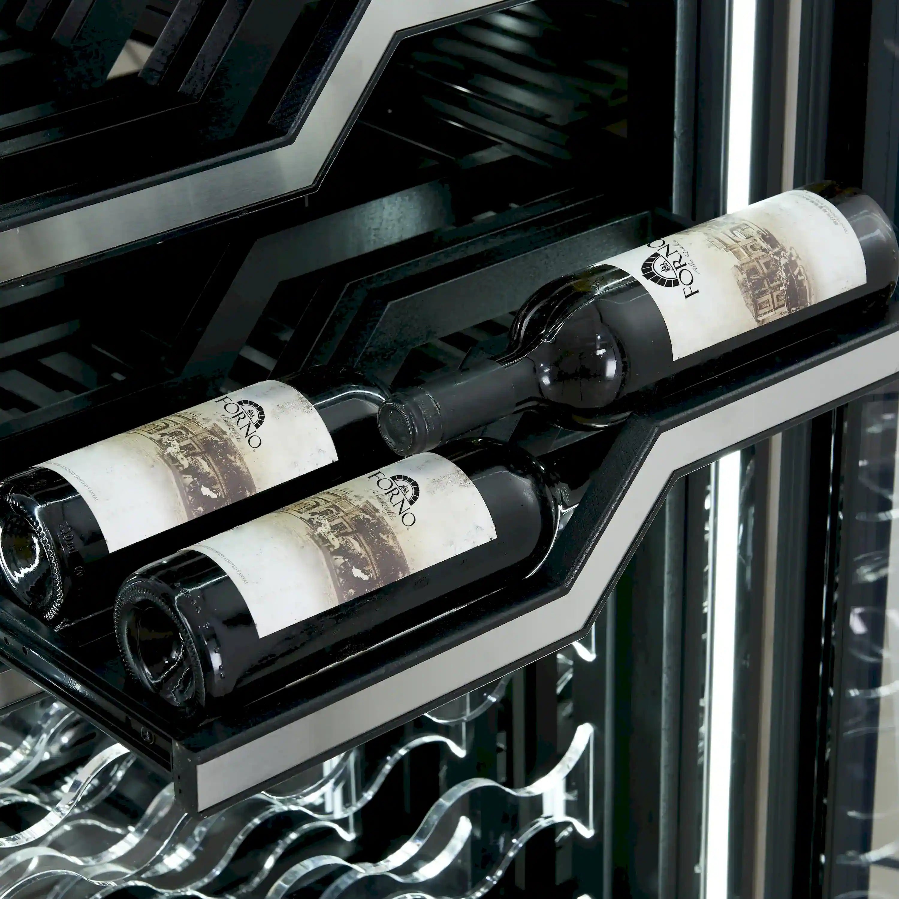 FORNO Abruzzo 48-Inch Dual Zone Wine Cooler with Clear Acrylic Holders & Stainless Trim Shelves (FWCDR6611-48S)