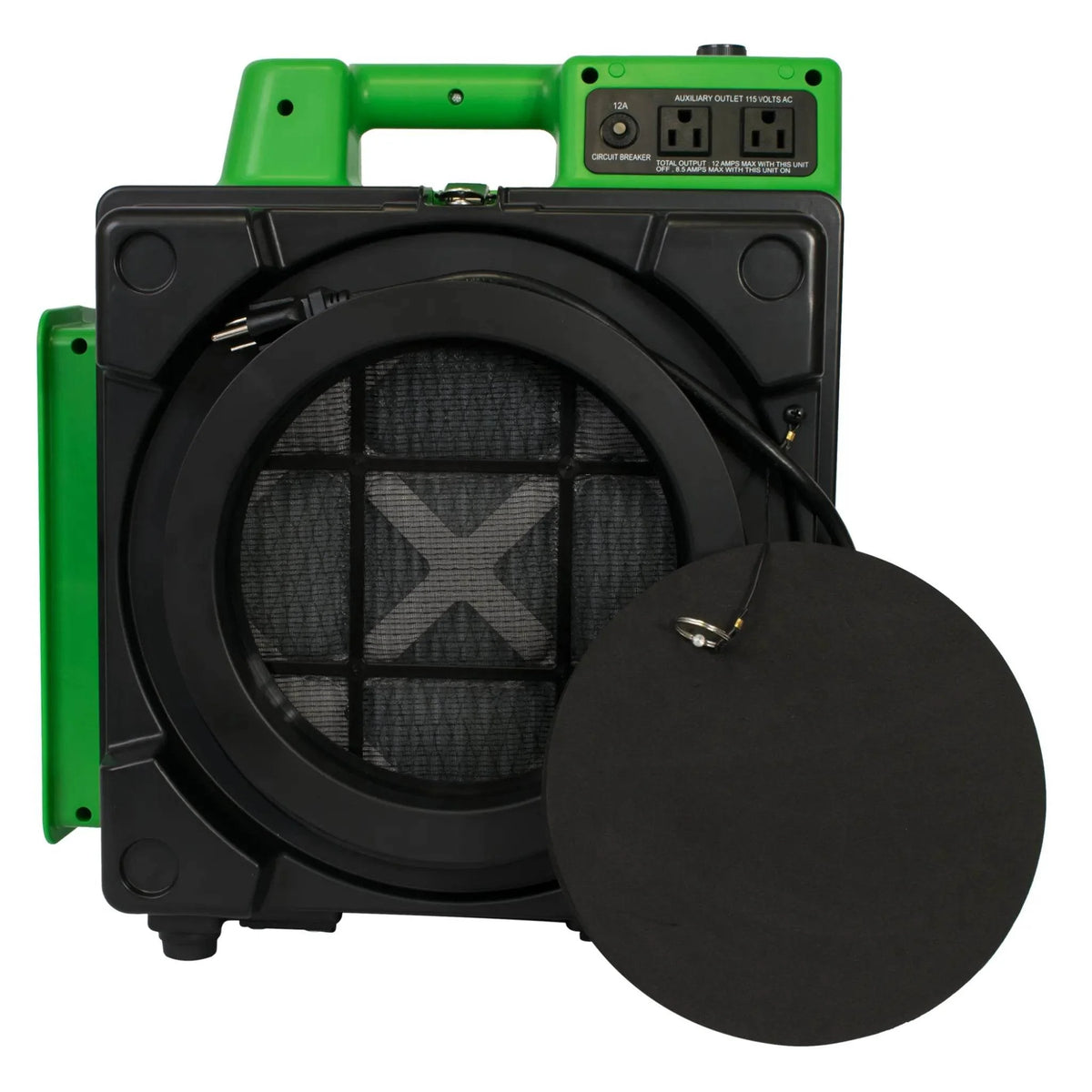 XPOWER mini HEPA air scrubber X-2480A - front view with cap open