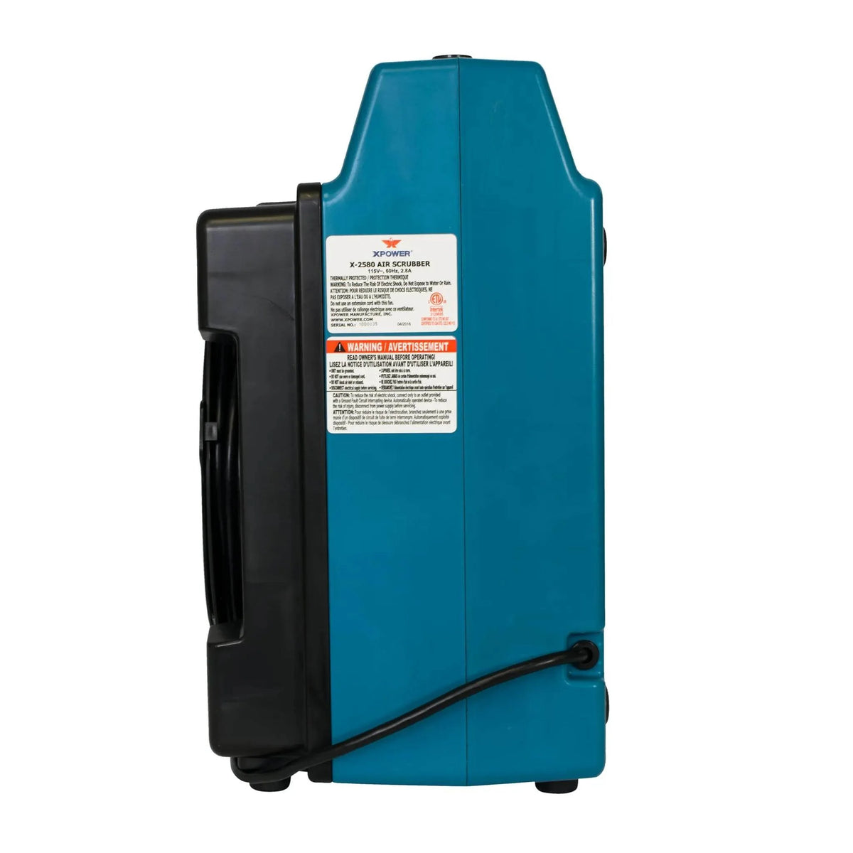 XPOWER mini HEPA air scrubber X-2580 - right side view