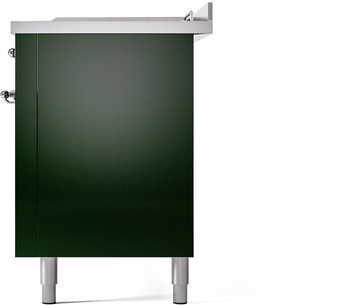 ILVE Nostalgie II 60-Inch Propane Gas Dual Fuel Range with 7 Burners, Griddle, & French Top with Triple Glass Door Oven in Emerald Green with Chrome Trim (UP60FSNMPEGCLP)