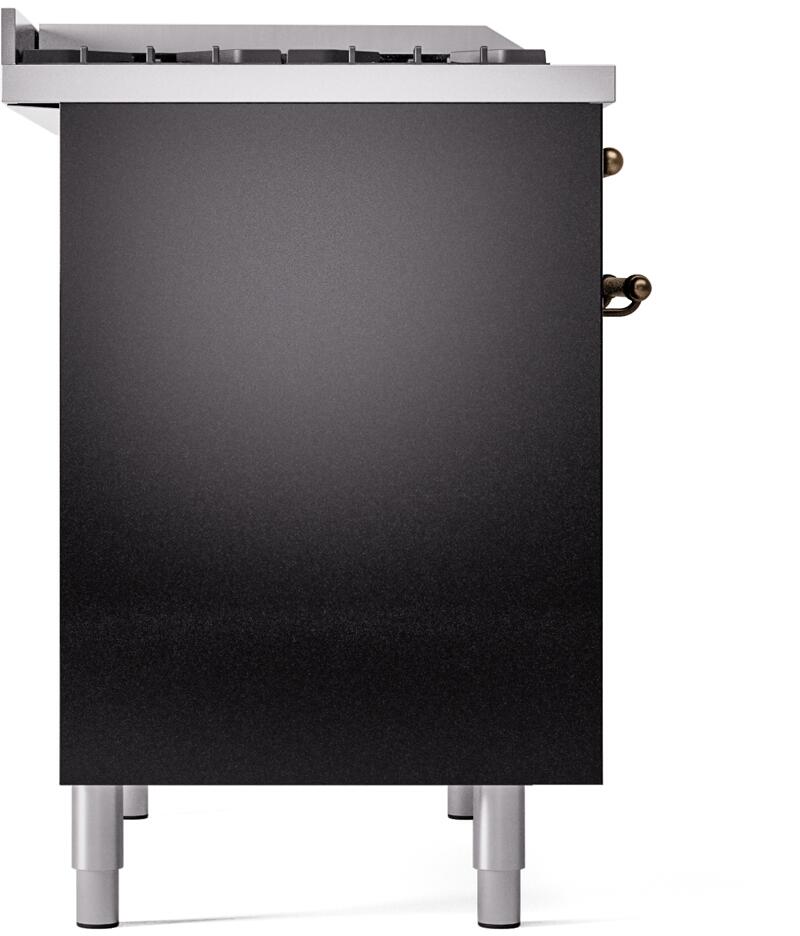 ILVE Nostalgie II 40-Inch Dual Fuel Freestanding Range in Glossy Black with Burnished Bronze Trim (UPD40FNMPBKBLP)