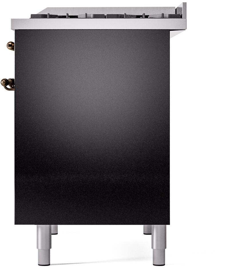 ILVE Nostalgie II 40-Inch Dual Fuel Freestanding Range in Glossy Black with Burnished Bronze Trim (UPD40FNMPBKBLP)