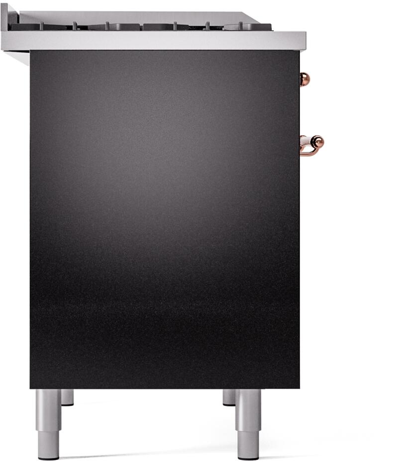 ILVE Nostalgie II 40-Inch Dual Fuel Freestanding Range in Glossy Black with Copper Trim (UPD40FNMPBKPLP)