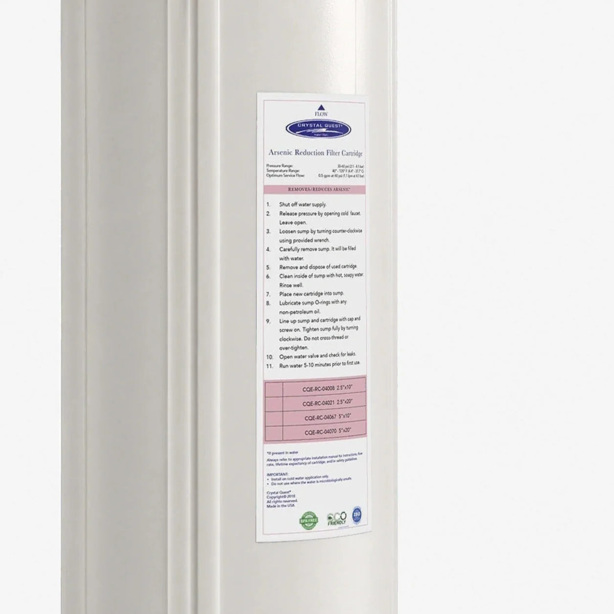 Crystal Quest Arsenic Removal Replacement Filter Cartridge, 0.5 to 6 GPM