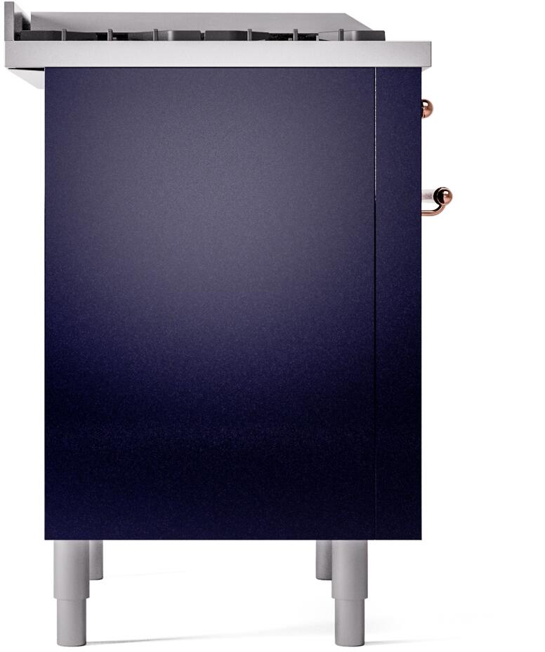 ILVE Nostalgie II 36-Inch Dual Fuel Freestanding Range in Midnight Blue with Copper Trim (UP36FNMPMBPLP)