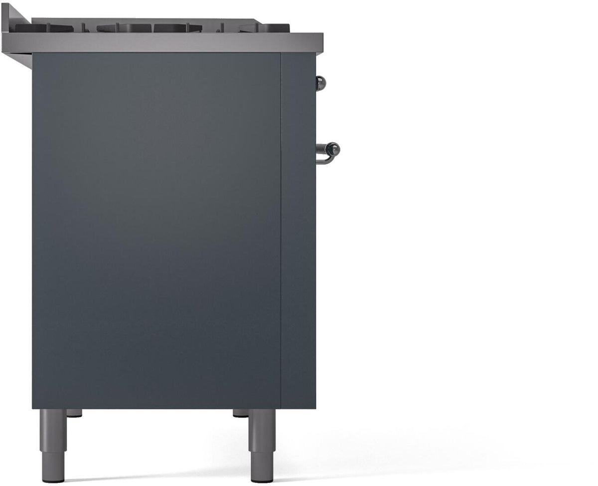 ILVE Nostalgie II 48-Inch Dual Fuel Freestanding Range in Blue Grey with Chrome Trim (UP48FNMPBGCLP)