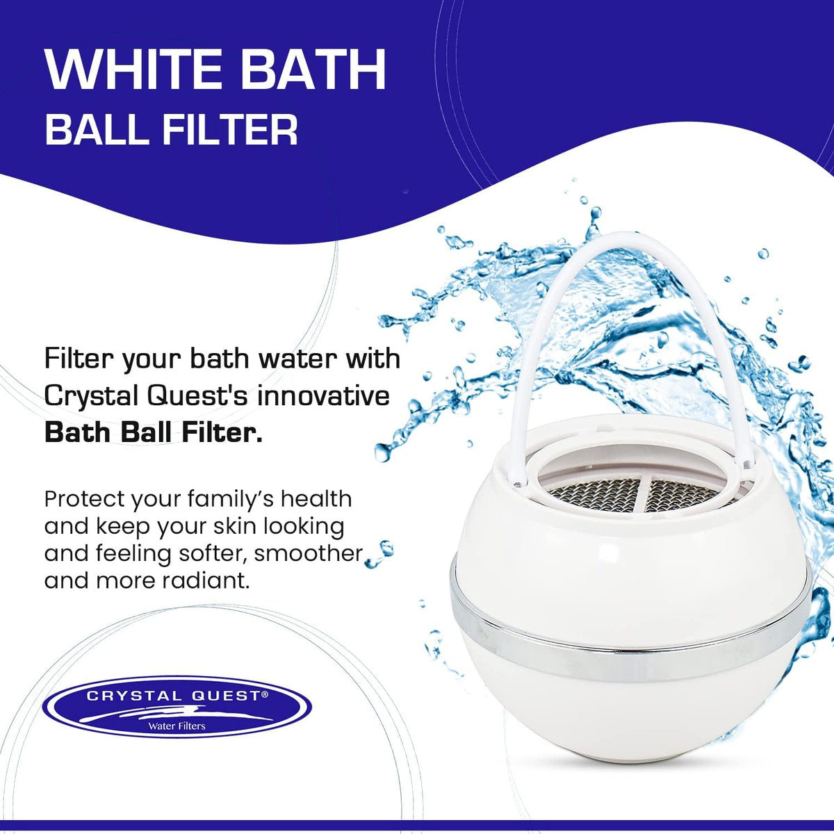 Crystal Quest Bath Ball Tub Faucet Filter, 4-5 GPM, 2,000-2,500 Gallon Cartridge
