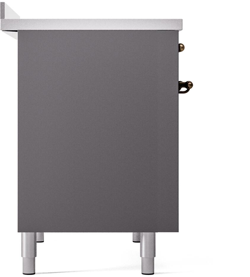 ILVE Nostalgie II 40-Inch Freestanding Electric Induction Range in Matte Graphite with Burnished Bronze Trim (UPDI406NMPMGB)
