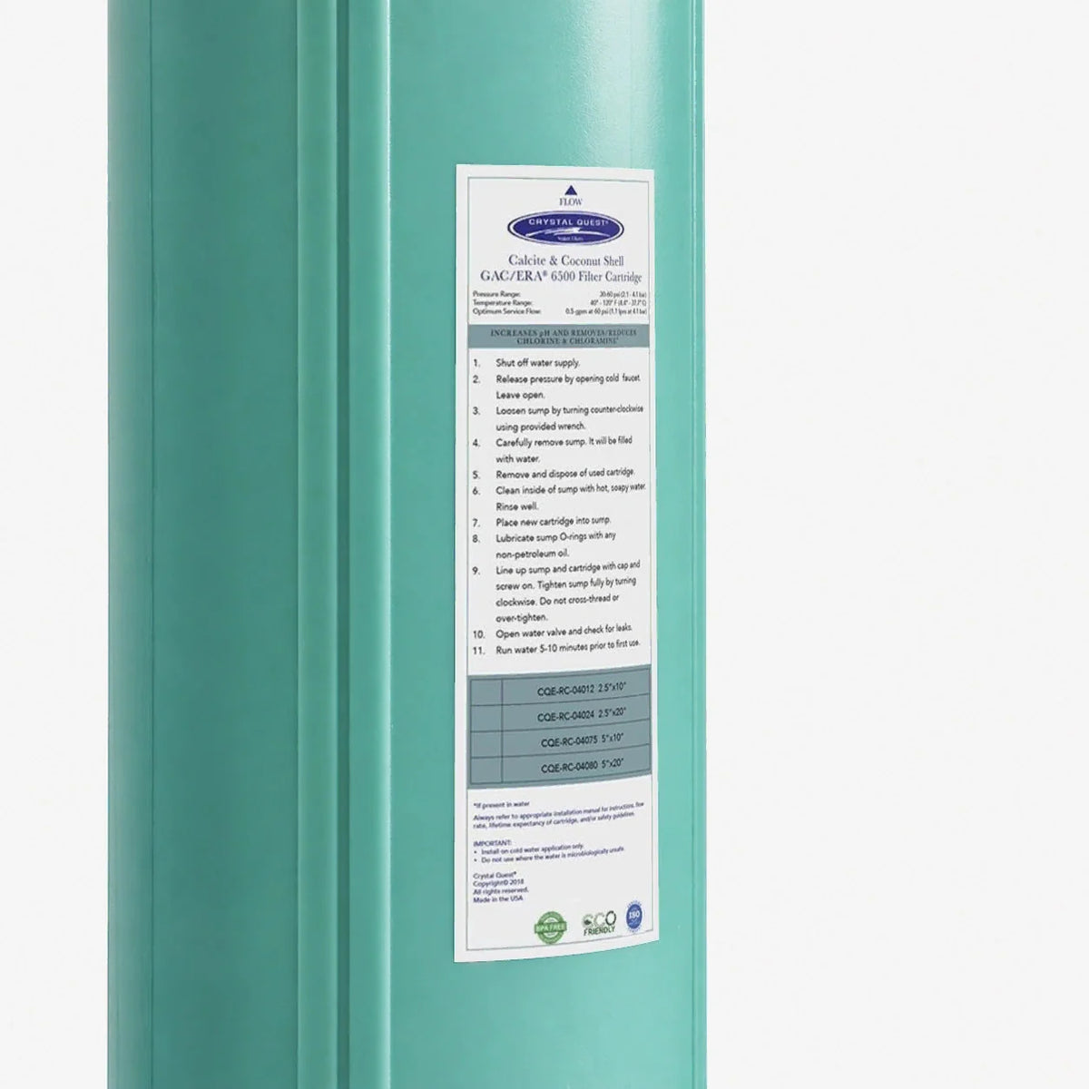 Crystal Quest Calcite & Coconut Shell GAC Replacement Filter Cartridge, 0.5 to 6 GPM