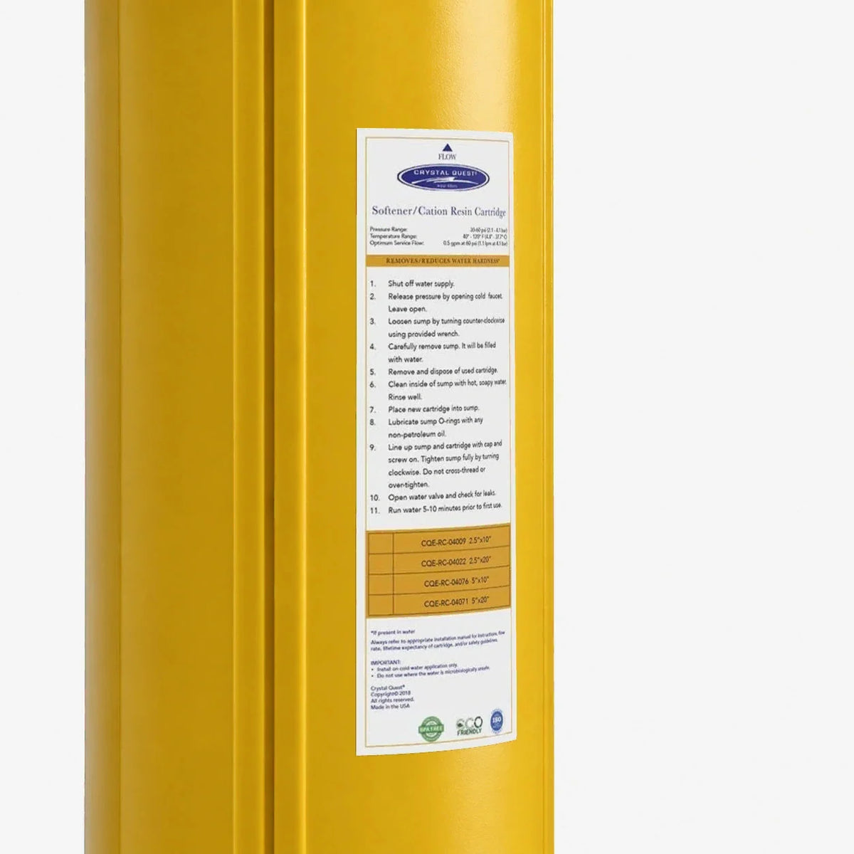 Crystal Quest Cation Resin Water Softening Filter Cartridge