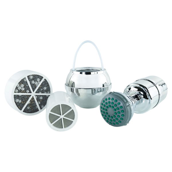 Crystal Quest Bathing Essentials Bundle, Bath Ball Filter and Shower Filter, White, Black or Chrome