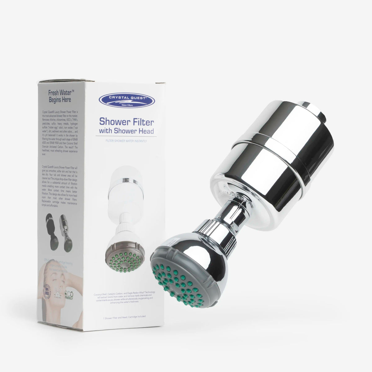 Crystal Quest Shower Filter, 2 GPM, With or Without Shower Head, White, Chrome, Black or Gold