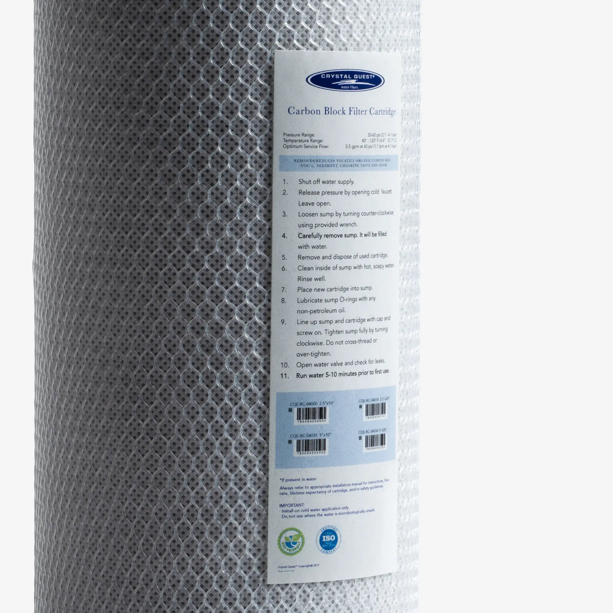 Crystal Quest Coconut Based Carbon Block Filter Cartridge, 5 Micron