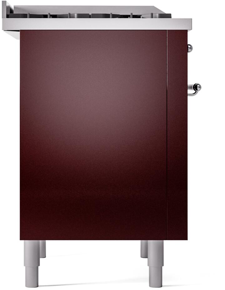 ILVE Nostalgie II 36-Inch Freestanding Natural Gas Dual Fuel Range in Burgundy with Chrome Trim (UP36FNMPBUC)