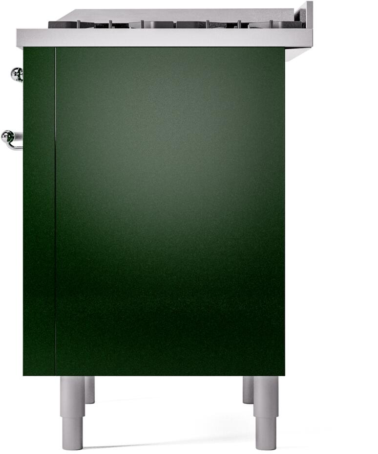 ILVE Nostalgie II 36-Inch Freestanding Natural Gas Dual Fuel Range in Emerald Green with Chrome Trim (UP36FNMPEGC)