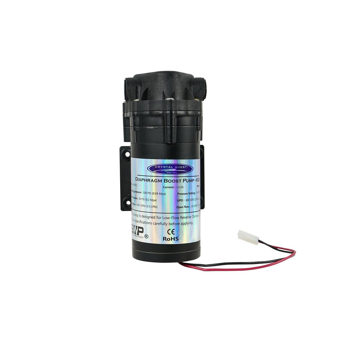 Crystal Quest Diaphragm Booster Pump for RO Systems, Diaphragm Pump 100, 200, 400 or 600