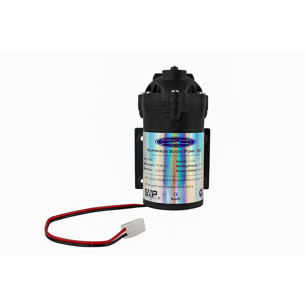 Crystal Quest Diaphragm Booster Pump for RO Systems, Diaphragm Pump 100, 200, 400 or 600