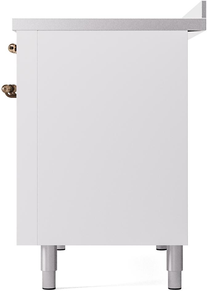 ILVE Nostalgie II 48-Inch Freestanding Electric Induction Range in White with Burnished Bronze Trim (UPI486NMPWHB)