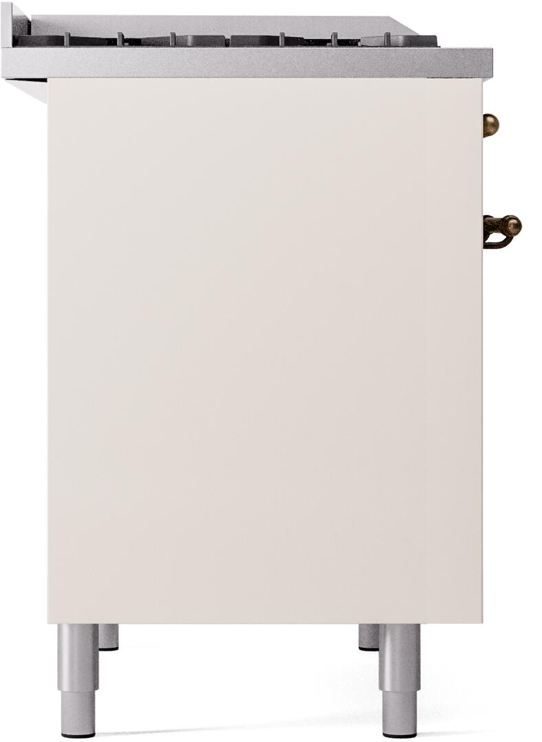 ILVE Nostalgie II 40-Inch Freestanding Natural Gas Dual Fuel Range in Antique White with Burnished Bronze Trim (UPD40FNMPAWB)