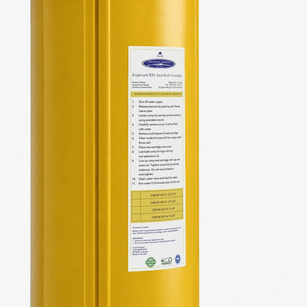 Crystal Quest Eaglesorb ES3 Anti-Scale Water Filter Cartridge, Salt-Free