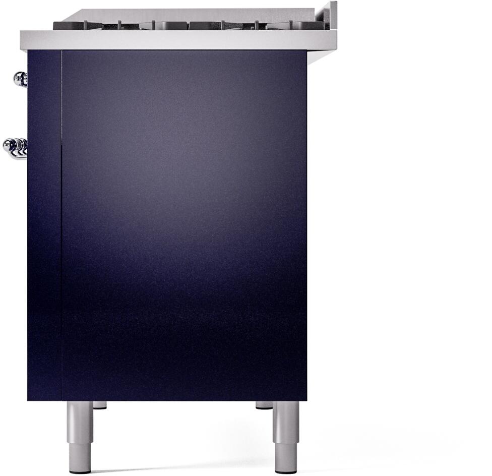 ILVE Nostalgie II 48-Inch Dual Fuel Freestanding Range in Midnight Blue with Chrome Trim (UP48FNMPMBCLP)