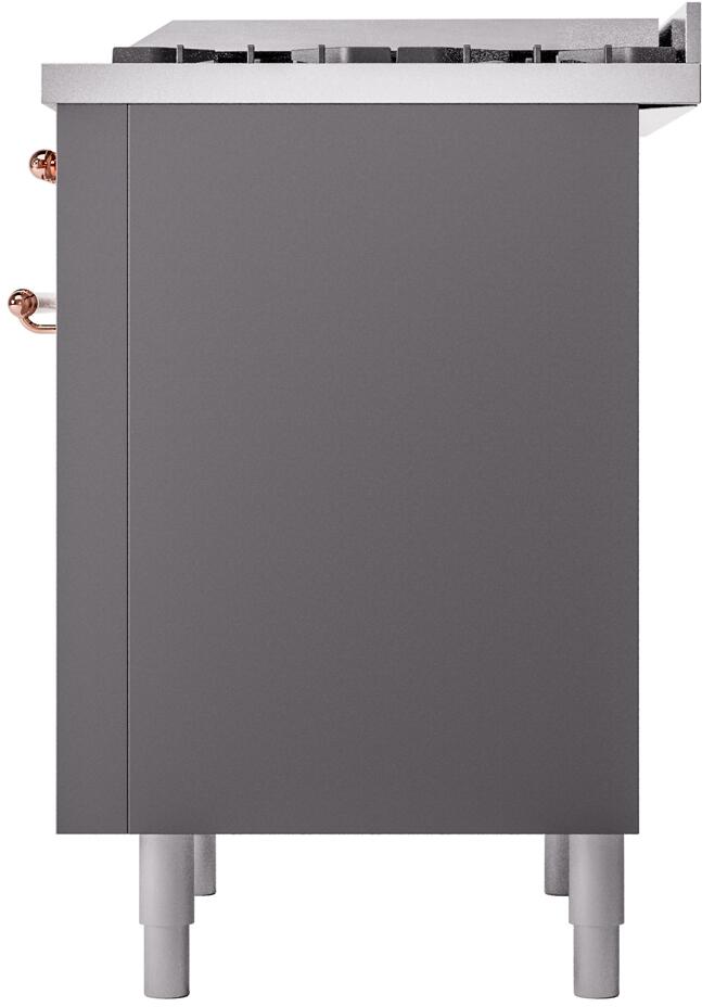 ILVE Nostalgie II 36-Inch Freestanding Natural Gas Dual Fuel Range in Matte Graphite with Copper Trim (UP36FNMPMGP)