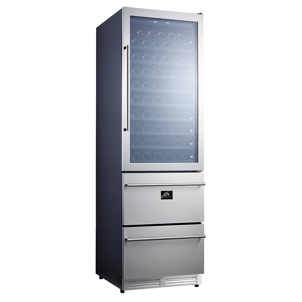 Forno 24-Inch Built-In Compressor Wine Cooler - Dual Zone - 108 Bottles (FWCDR6628-24S)