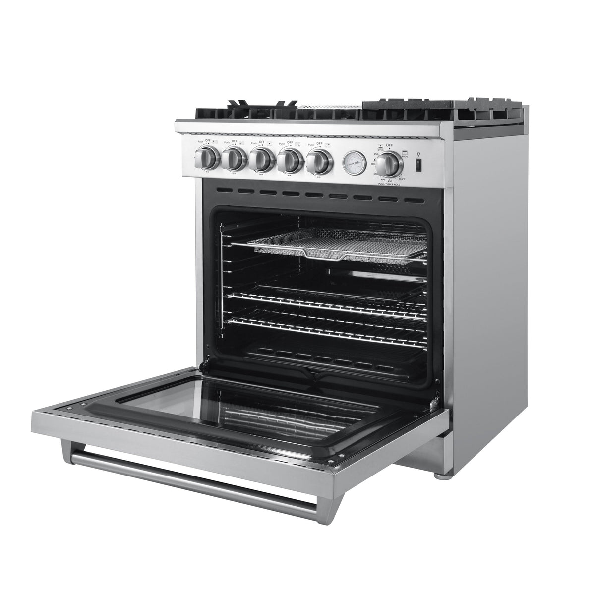 Forno Lazio 30-Inch Freestanding Gas Range, 5 Sealed Burners, Air Fryer, Wok Ring, Reversible Griddle, Stainless Steel (FFSGS6276-30)
