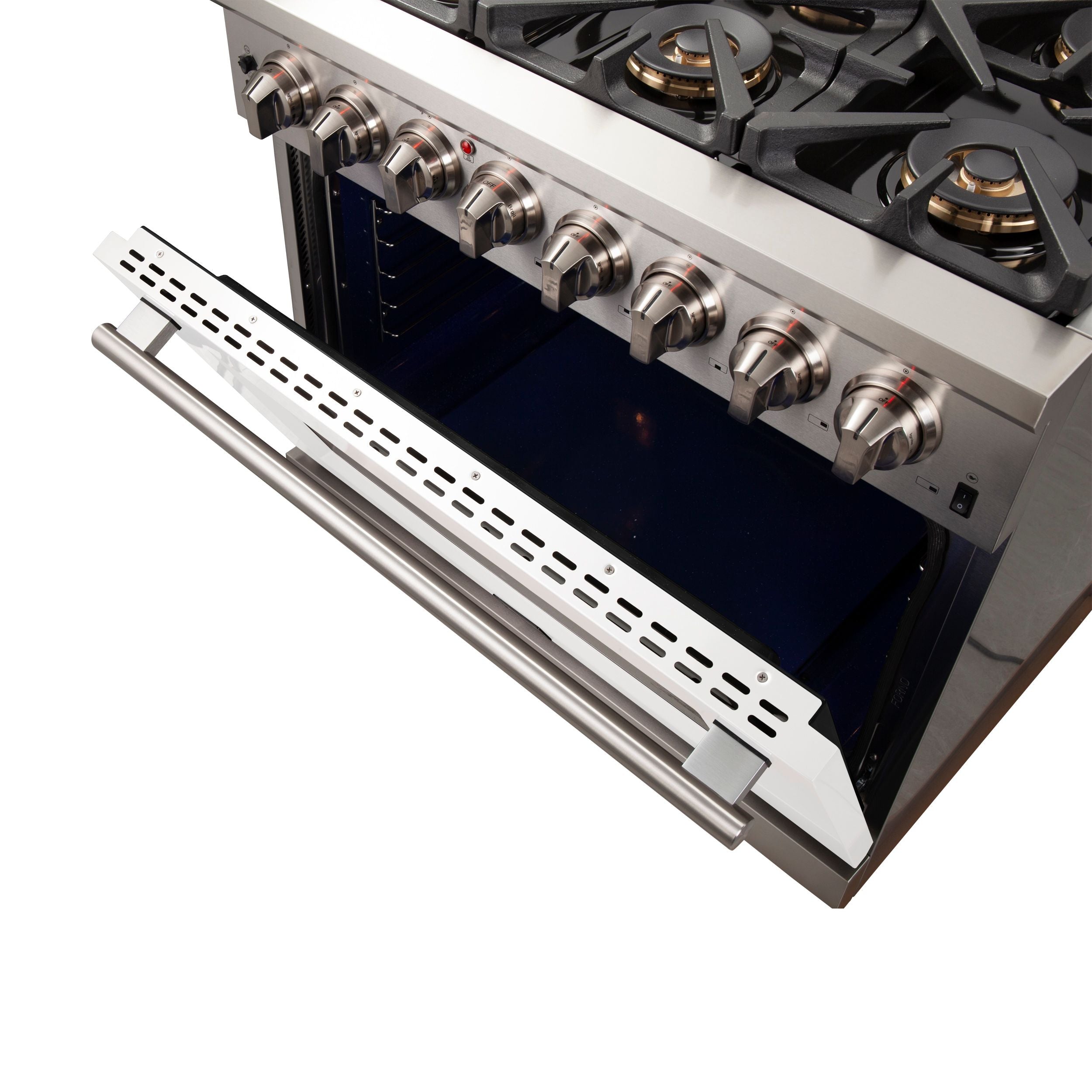 Forno 36-Inch Capriasca Dual Fuel Range with 6 Gas Burners and 240v Electric Oven in Stainless Steel with White Door (FFSGS6187-36WHT)