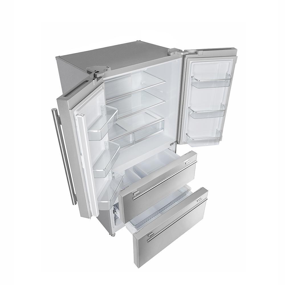 Forno 36-Inch French Door Refrigerator - 19 cu.ft with Double Freezer Drawer and Ice Maker - with 4-Inch Custom Grille (FFRBI1820-40SG)