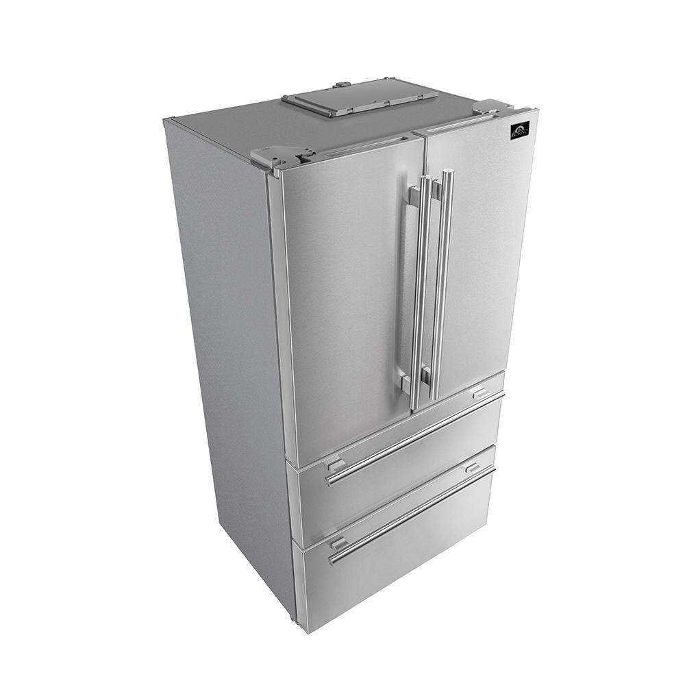Forno 36-Inch French Door Refrigerator - 19 cu.ft with Double Freezer Drawer and Ice Maker - with 4-Inch Custom Grille (FFRBI1820-40SG)