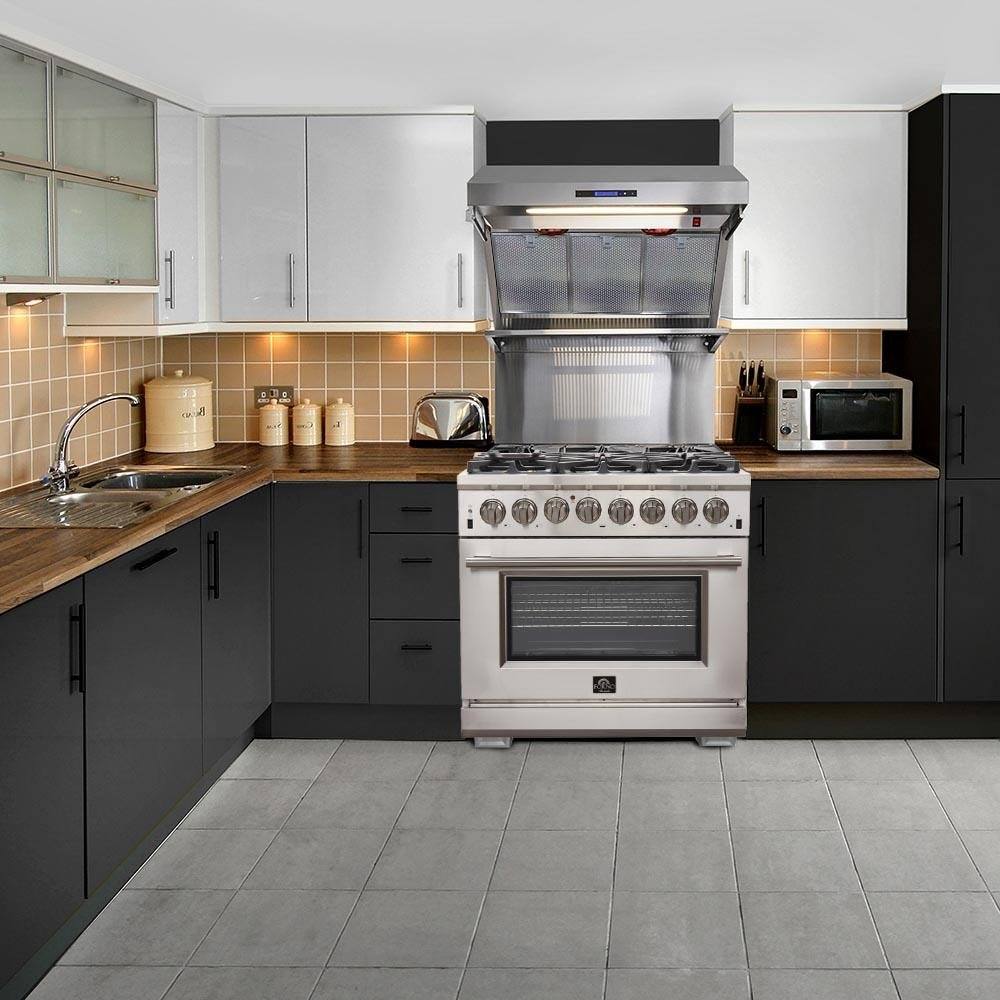 Forno 36-Inch Galiano Dual Fuel Range with 6 Gas Burners, 240v Electric Convection Oven (FFSGS6156-36)