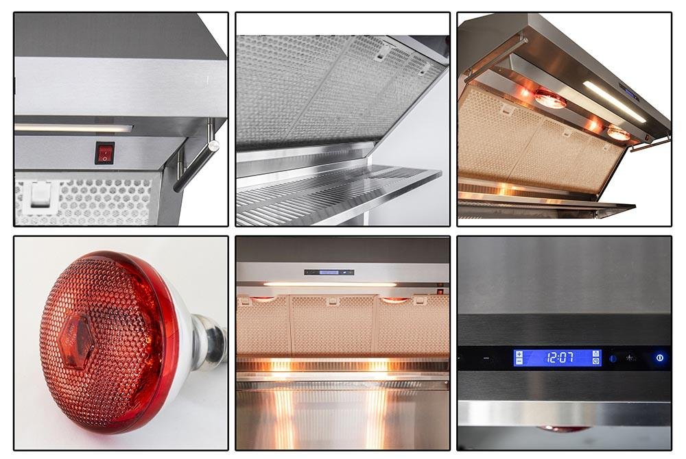 Forno Savona 36-Inch Wall Mount Range Hood with Red Light Warmer, Shelf/Backsplash, and 1200 CFM Motor (FRHWM5029-36HB)