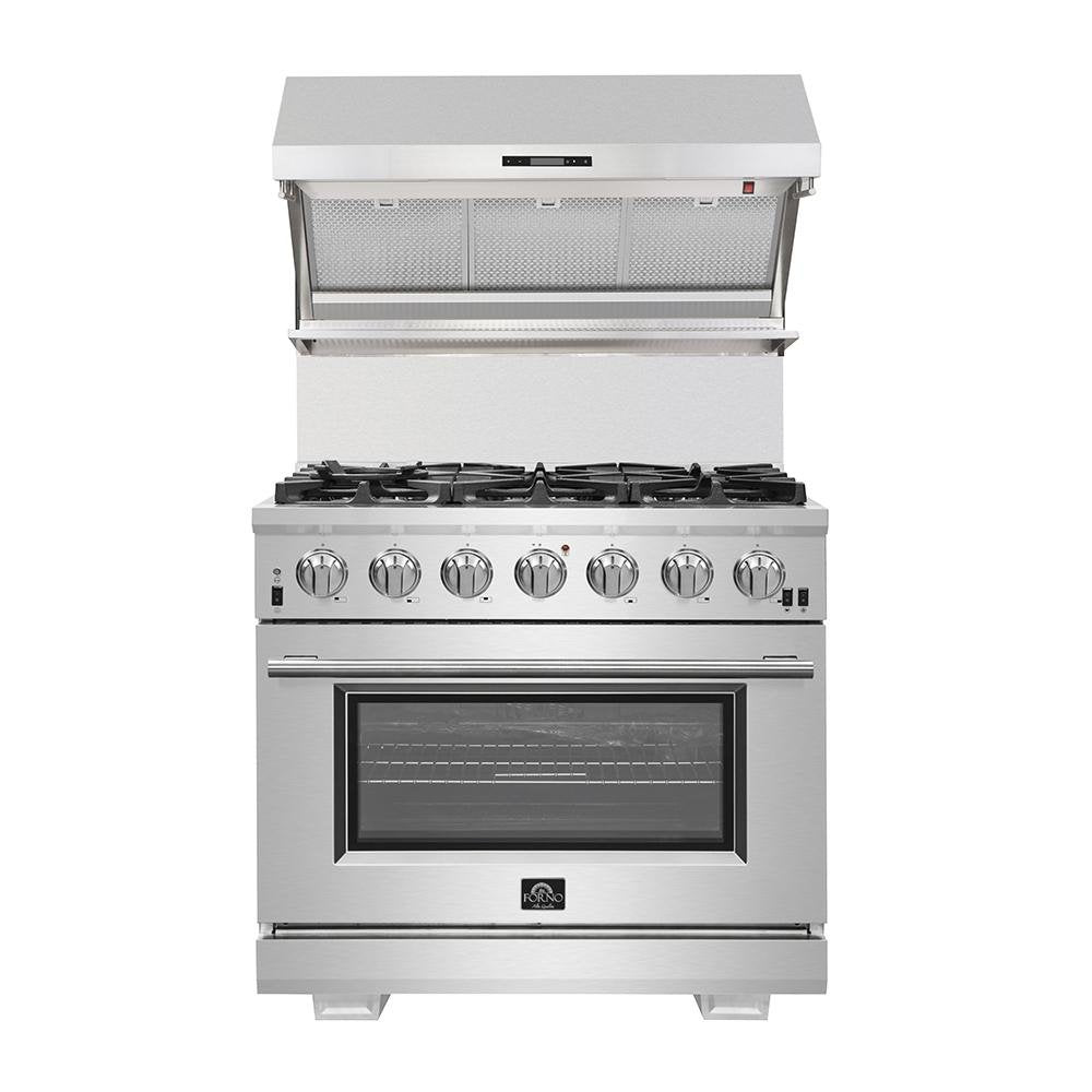 Forno Savona 36-Inch Wall Mount Range Hood with Red Light Warmer, Shelf/Backsplash, and 1200 CFM Motor (FRHWM5029-36HB)