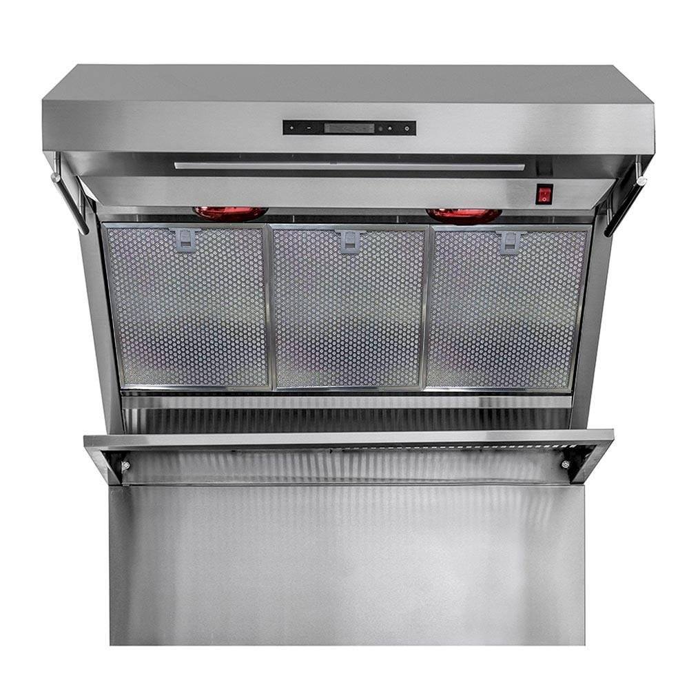 Forno Savona 36-Inch Wall Mount Range Hood with Red Light Warmer, Shelf/Backsplash, and 1200 CFM Motor (FRHWM5029-36HB)