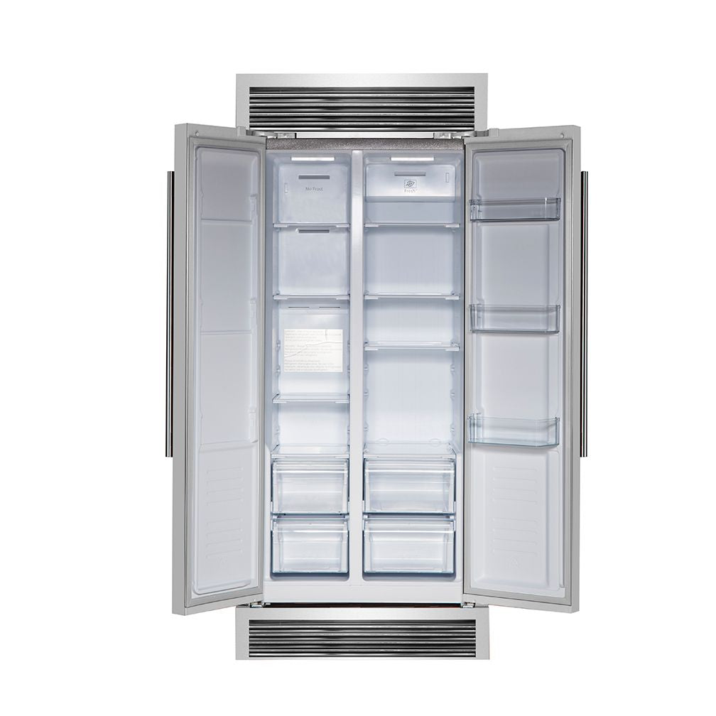 Forno 33-Inch Salerno Side-by-Side Counter Depth Refrigerator 15.6 Cu. Ft. in Stainless Steel with Professional Handle & 4” Decorative Grille (FFRBI1805-37SG)