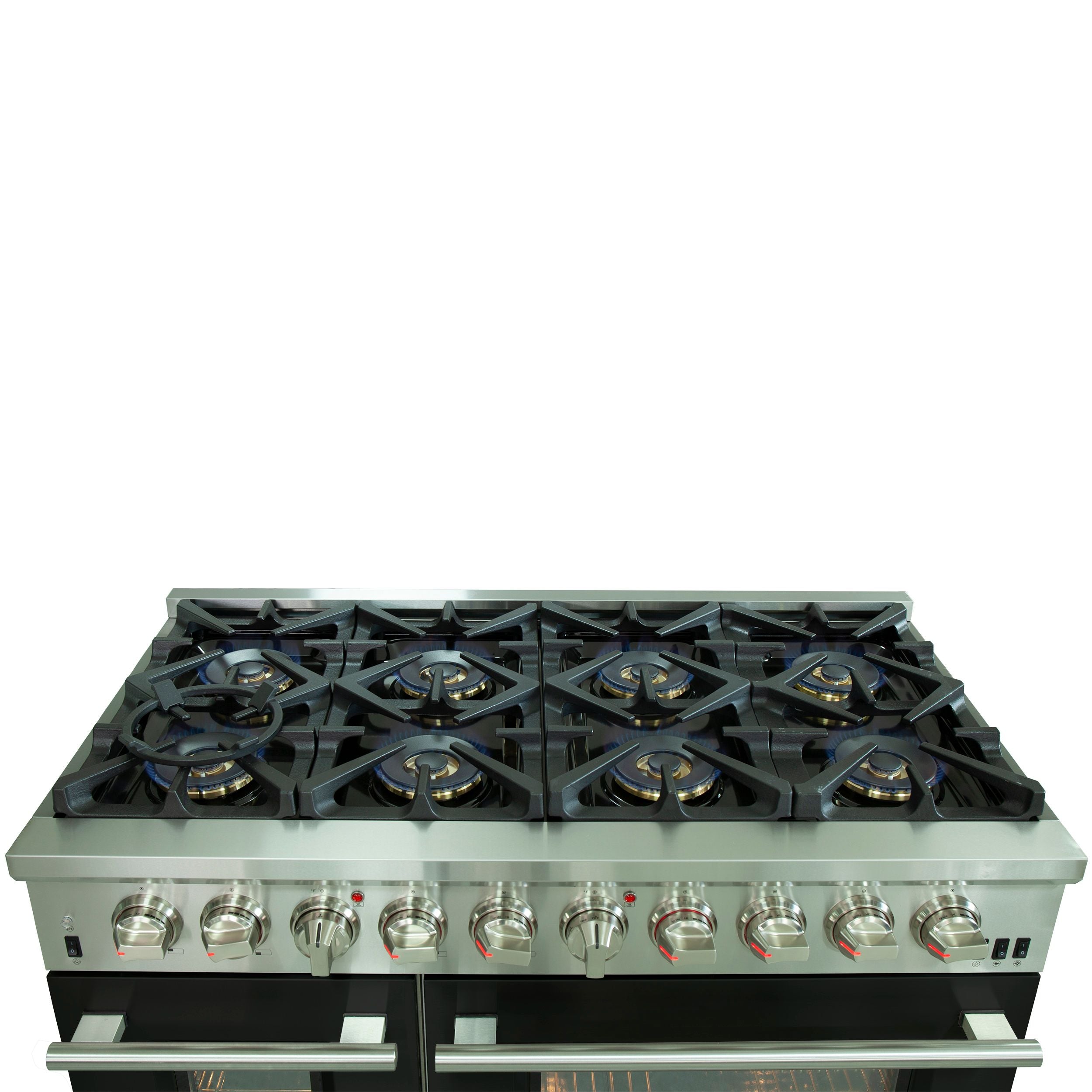 Forno 48-Inch Capriasca Dual Fuel Range with 8 Gas Burners and 240v Electric Oven in Stainless Steel with Black Door (FFSGS6187-48BLK)