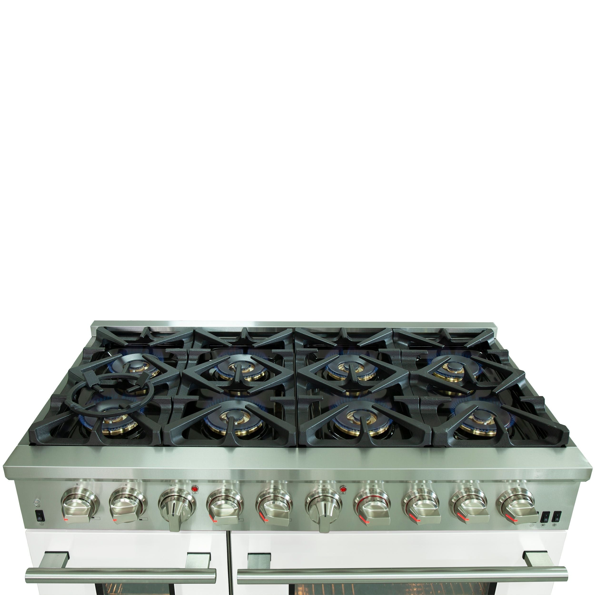 Forno 48-Inch Capriasca Dual Fuel Range with 8 Gas Burners and 240v Electric Oven in Stainless Steel with White Door (FFSGS6187-48WHT)