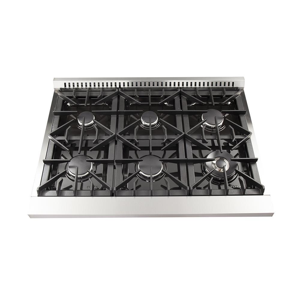 Forno 2-Piece Appliance Package - 36-Inch Dual Fuel Range & Wall Mount Hood in Stainless Steel